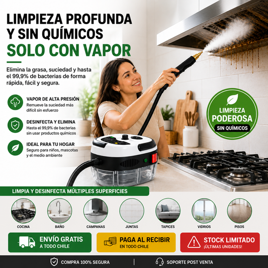 🧼 LIMPIADORA A VAPOR MULTIFUNCIONAL DE ALTA PRESIÓN