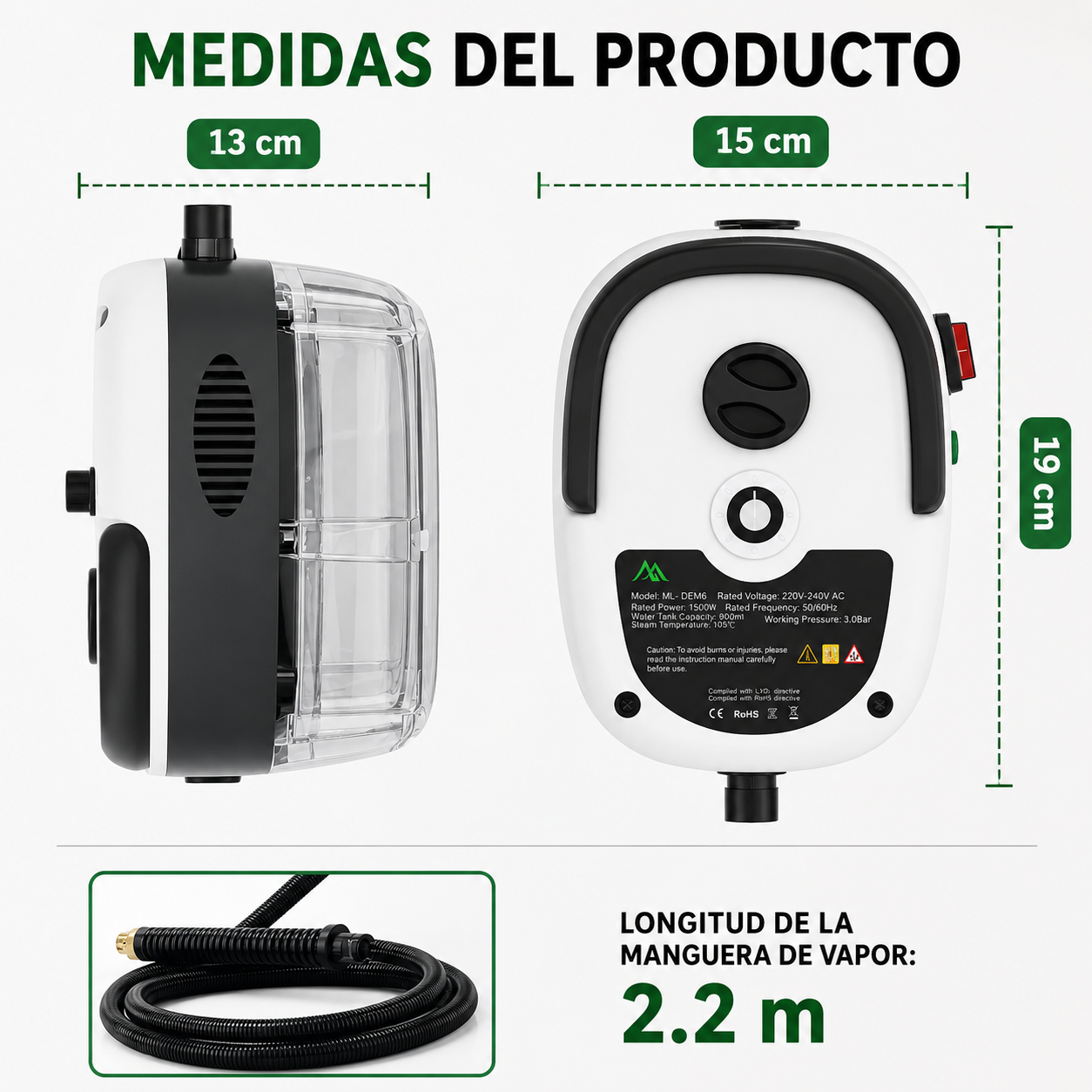 🧼 LIMPIADORA A VAPOR MULTIFUNCIONAL DE ALTA PRESIÓN
