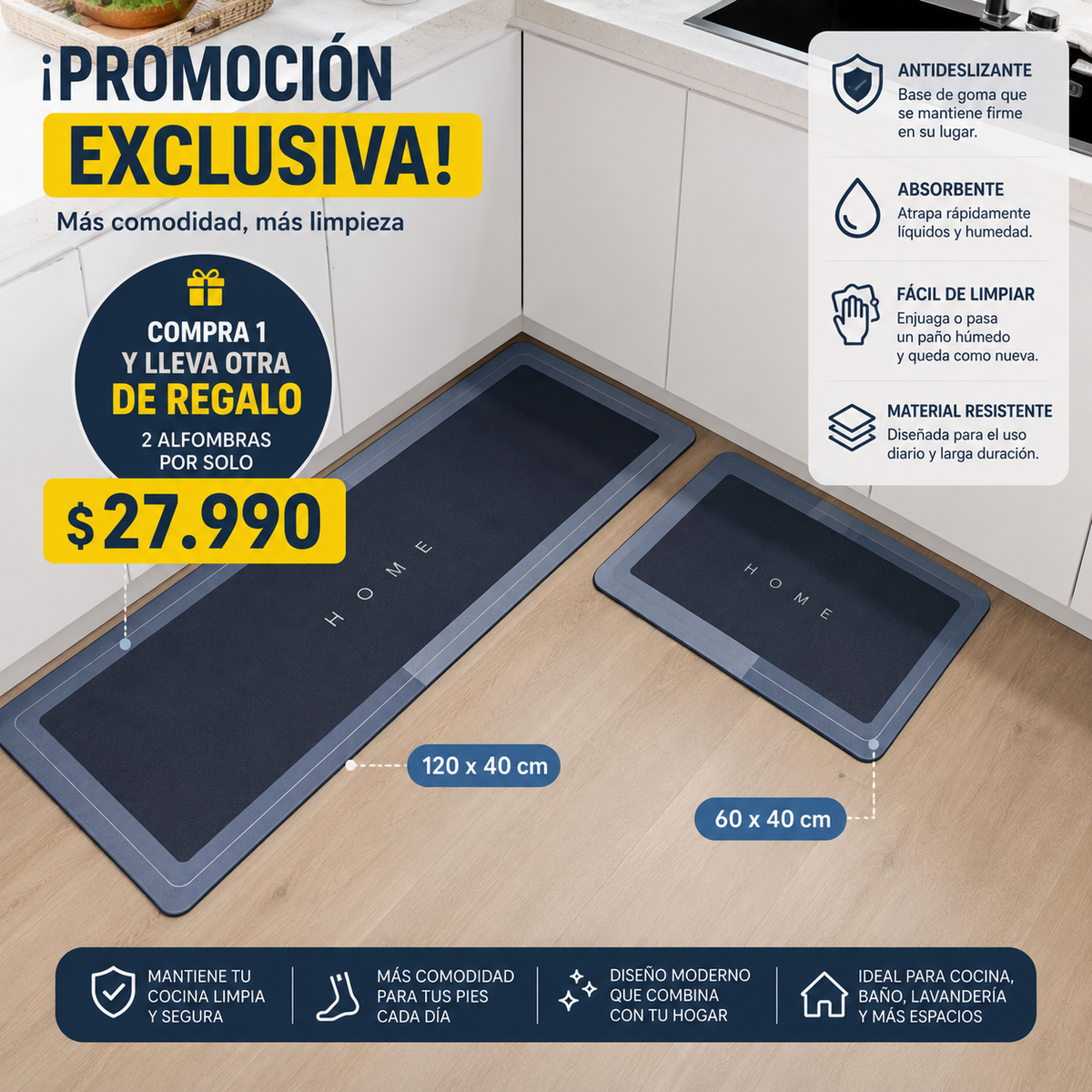 Alfombra Antideslizante ¡Compra 1 y Lleva Otra GRATIS!🎁
