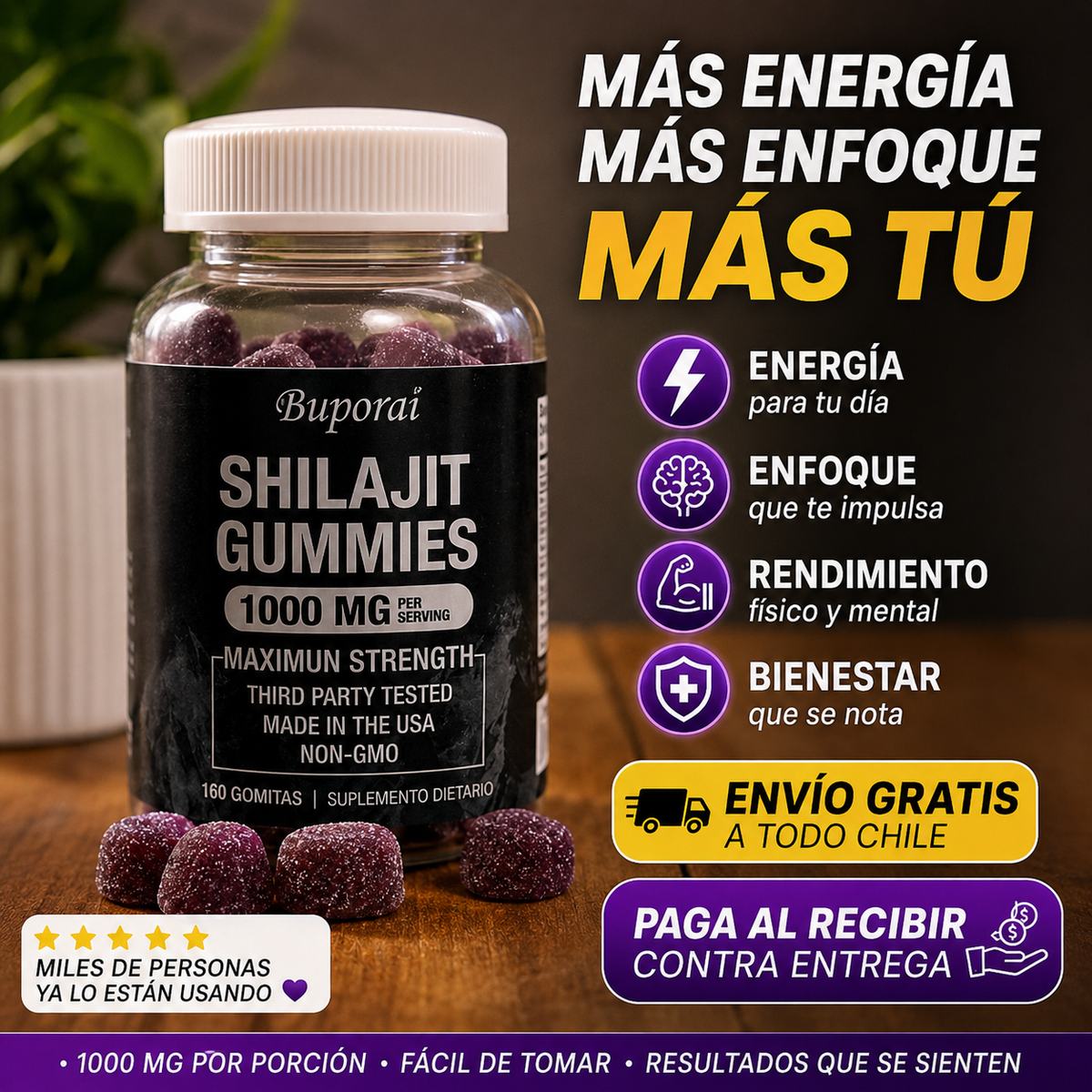 SHILAJIT GOMITAS-💪 RECUPERA TU FUERZA Y VITALIDAD 60 gomitas