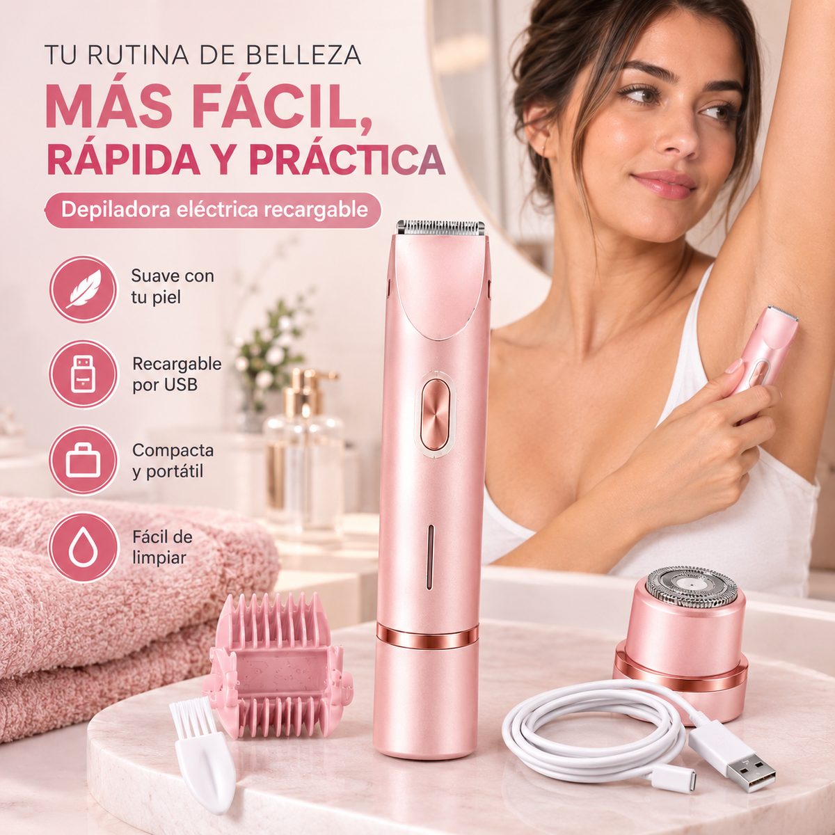 💗 Depiladora 2 en 1 Piel Suave Sin Complicaciones