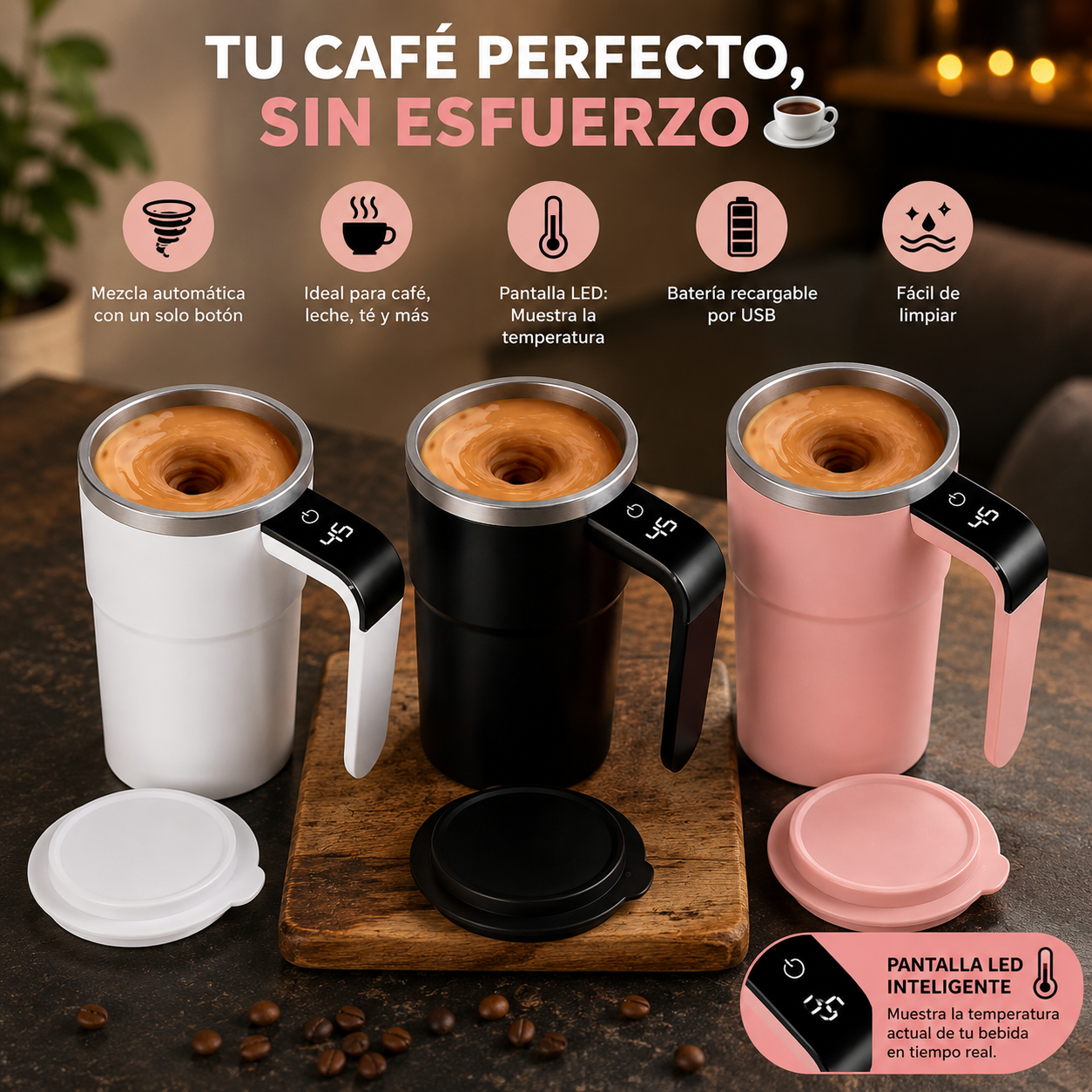 ☕TAZA MEZCLADORA ELÉCTRICA✨