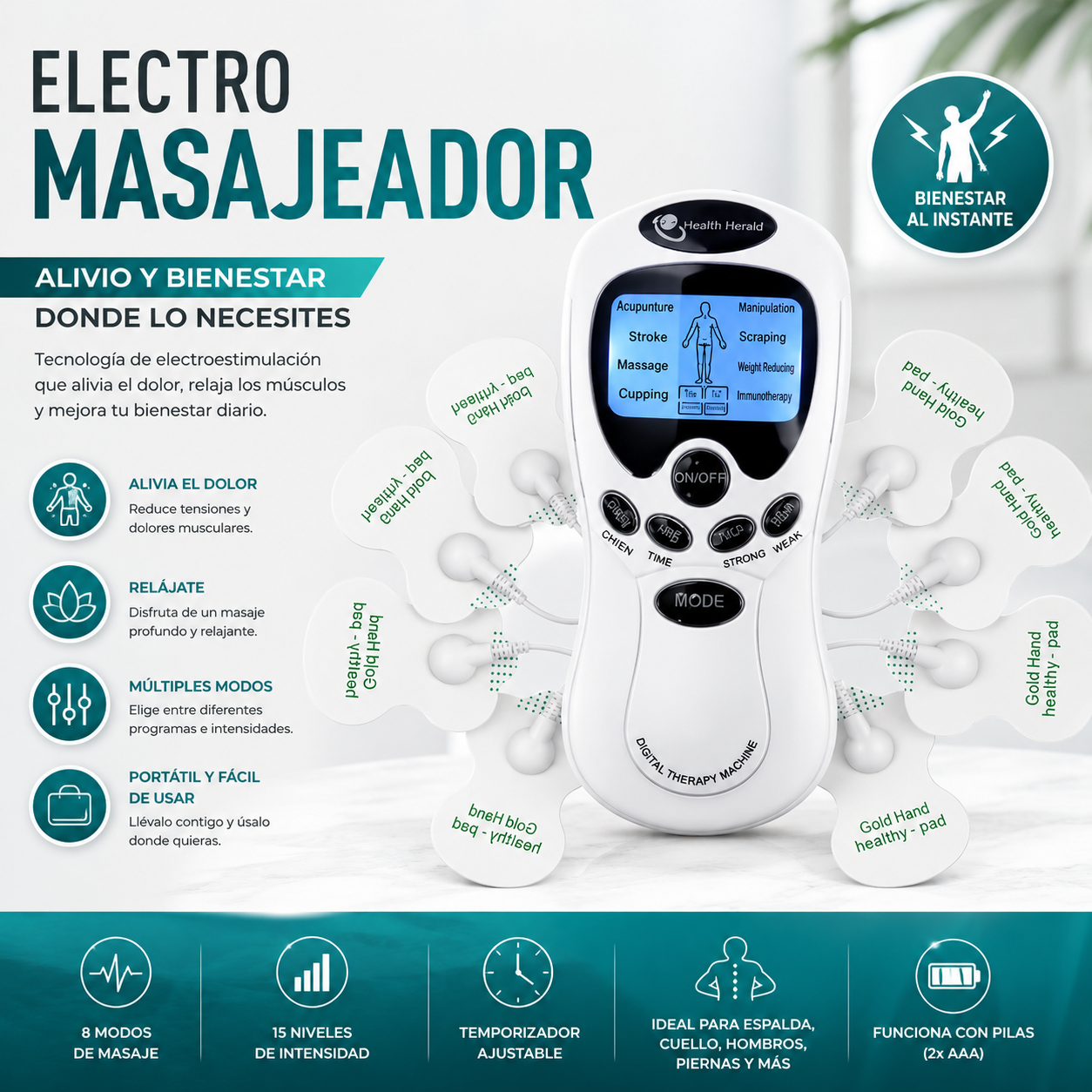 💆‍♂️ Electro Masajeador Portátil