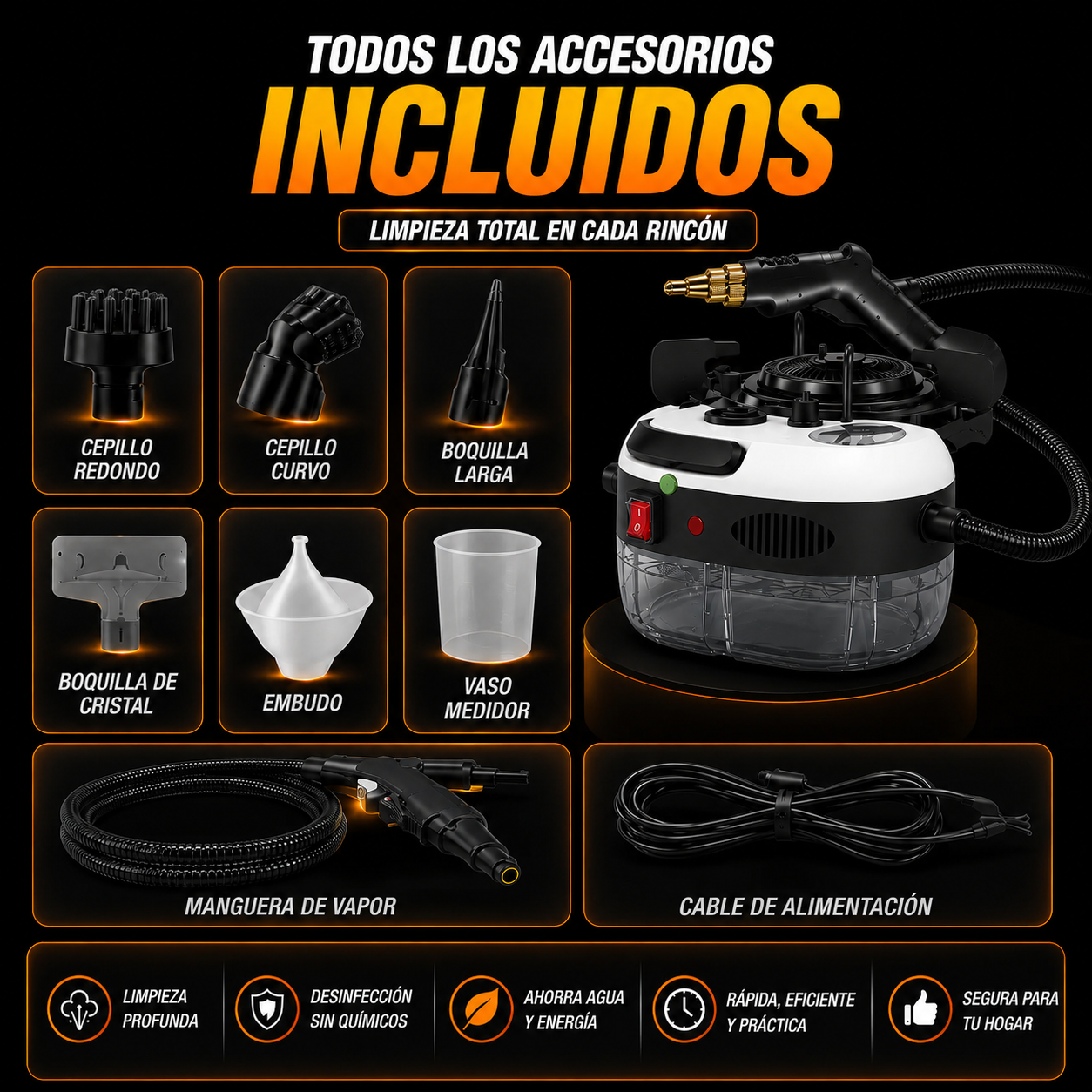 🧼 LIMPIADORA A VAPOR MULTIFUNCIONAL DE ALTA PRESIÓN
